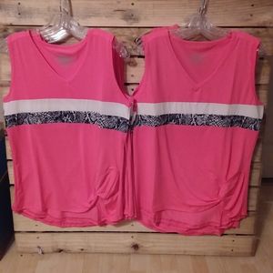 Crazy Train Bright Pink Striped knotted tank